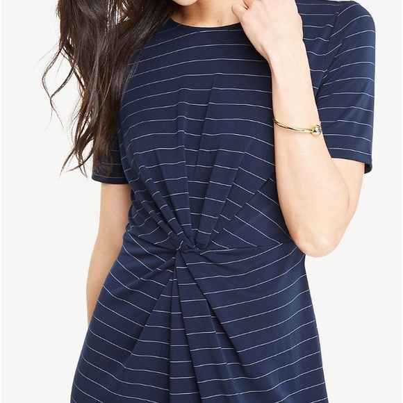 Ann Taylor Pinstripes Knotted Dress - Picture 3 of 3